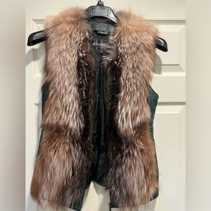Leather vest with real fur
